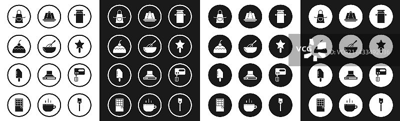 牛奶罐、厨房搅拌器和碗图片素材