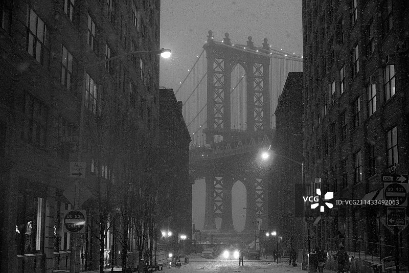 雪中的纽约布鲁克林图片素材