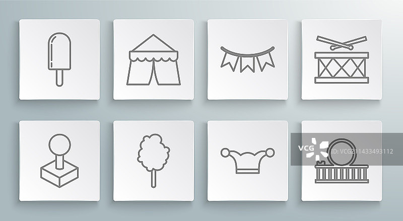 街机游戏机马戏团帐篷摇杆线条图片素材