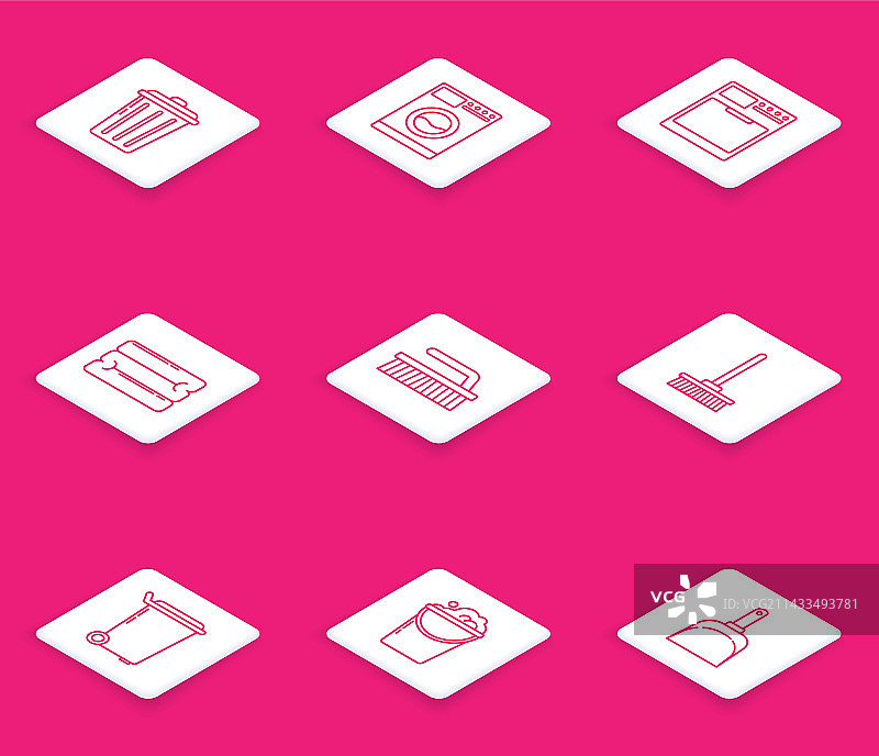 垃圾桶、洗衣机、毛巾堆、刷子系列图片素材