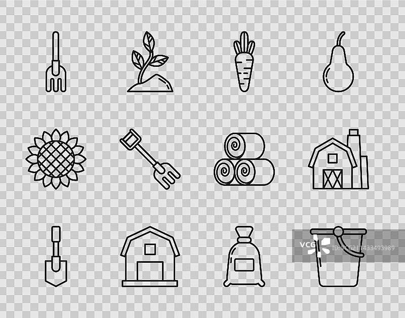 线稿：农家铲子水桶胡萝卜图片素材