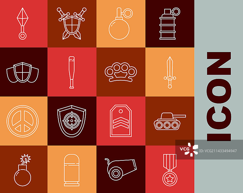 军队奖励勋章坦克中世纪线条图片素材