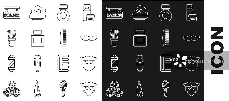 胡须和剃须后须后水线条图片素材