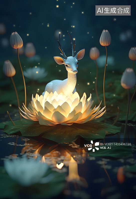 【AI数字艺术】夏夜之鹿图片素材