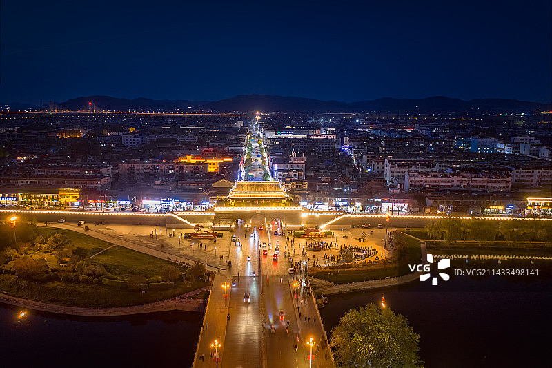 寿县古城夜景图片素材