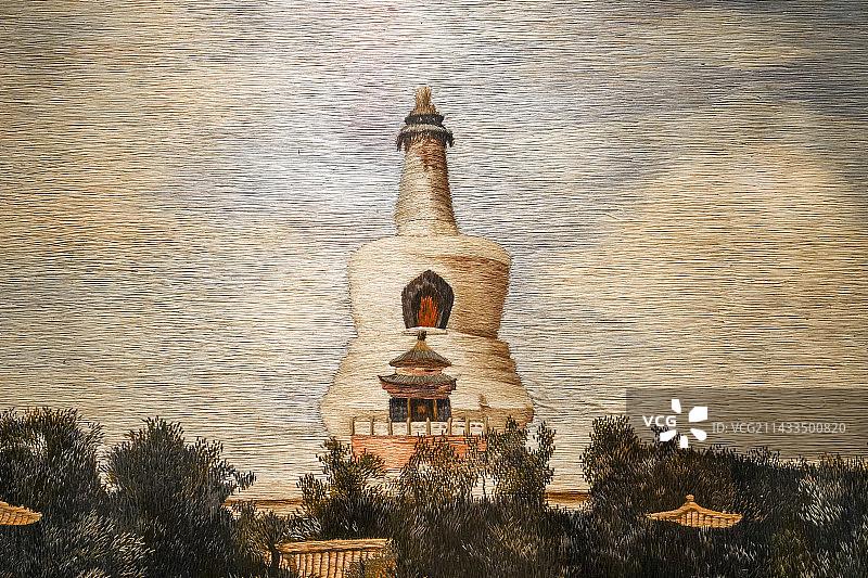 苏绣白塔图片素材