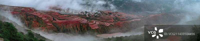 全景接片·东川落霞沟图片素材