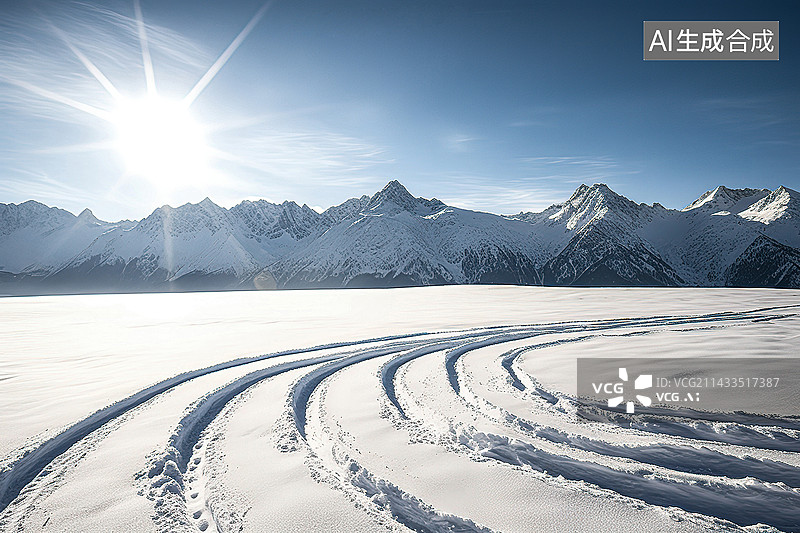 【AI数字艺术】雪地里的自然风光图片素材