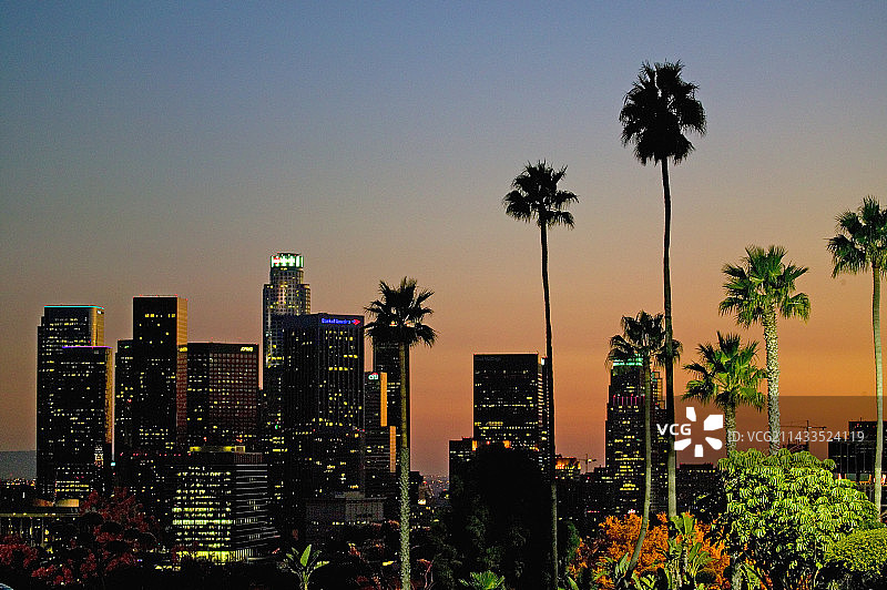 从道奇体育场看到的洛杉矶夜景图片素材