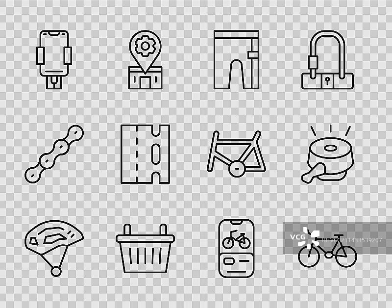 自行车头盔、骑行短裤和车筐图片素材