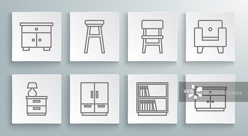 带灯椅的床头柜图片素材