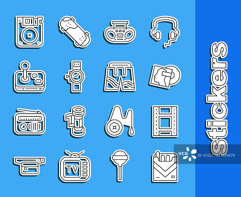 线条香烟盒、视频播放、黑胶唱片图片素材