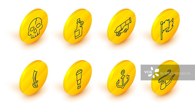 烟斗、锚、单筒望远镜设计图片素材