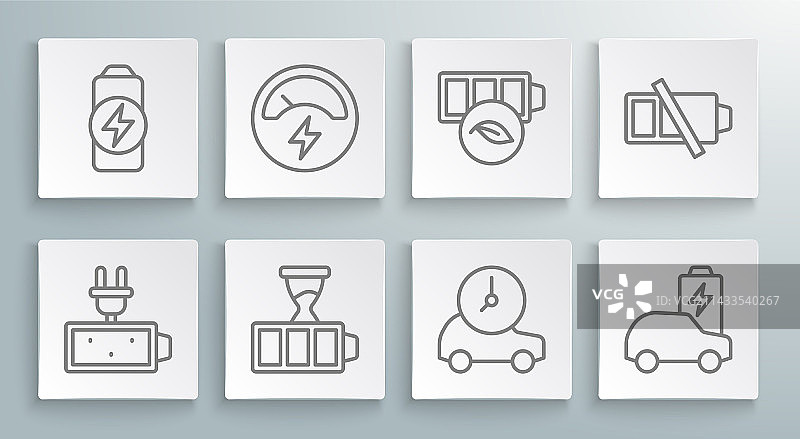 线条电池充电电压表电动汽车图标图片素材