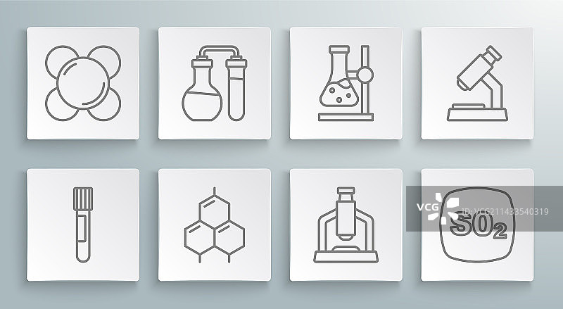 试管化学式显微镜实验仪器组合图片素材