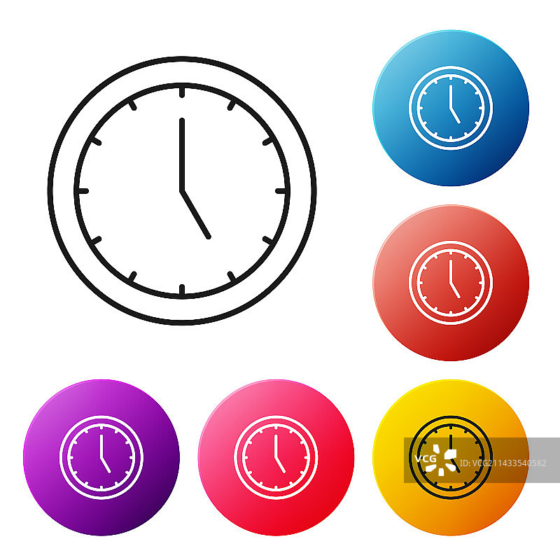白色背景上的黑色线条时钟图标图片素材