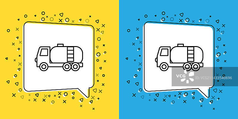 黄色背景上的油罐车图标图片素材