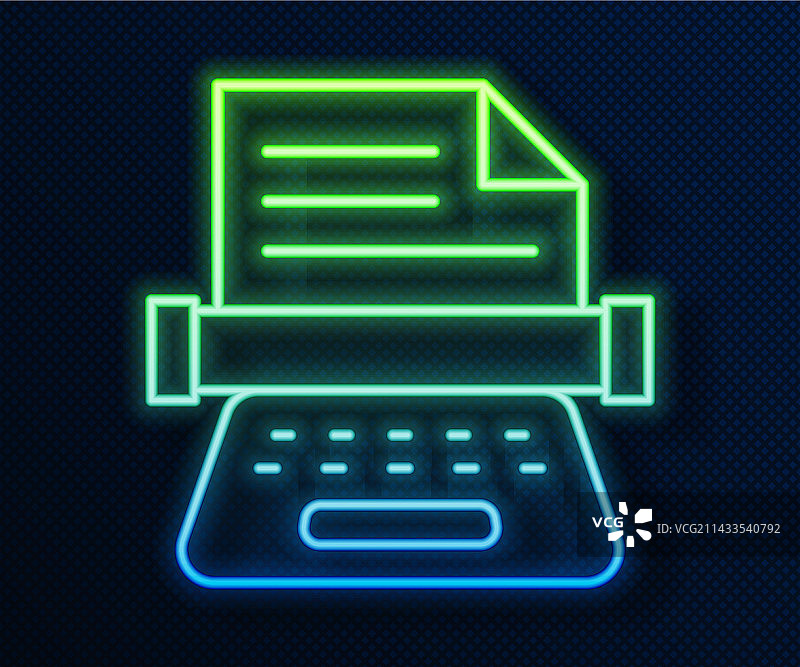 发光霓虹复古打字机和纸张图片素材