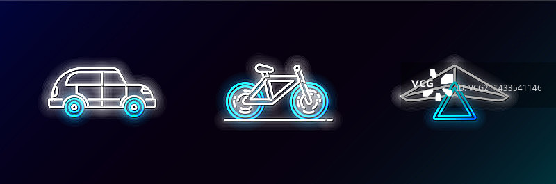 悬挂式滑翔机掀背车自行车图标图片素材