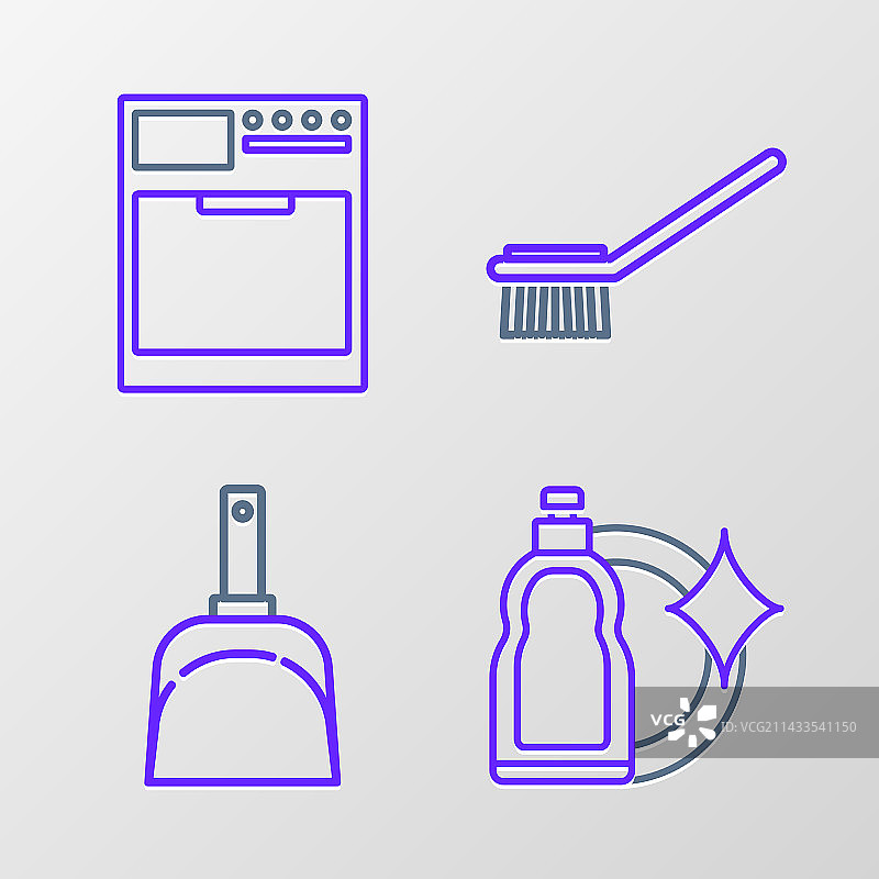 设置线塑料瓶液体洗碗图片素材