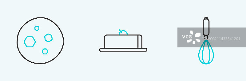 厨房用具线条图标：打蛋器、曲奇饼干图片素材