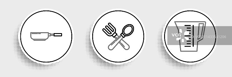 量杯、煎锅和交叉图片素材