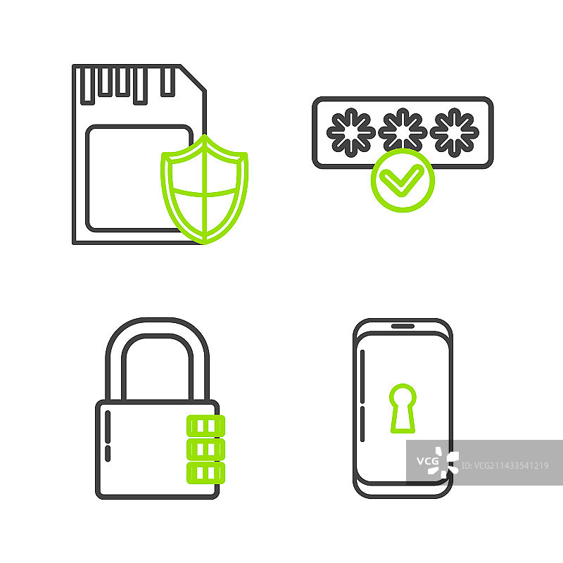 带保险箱密码锁的智能手机图片素材