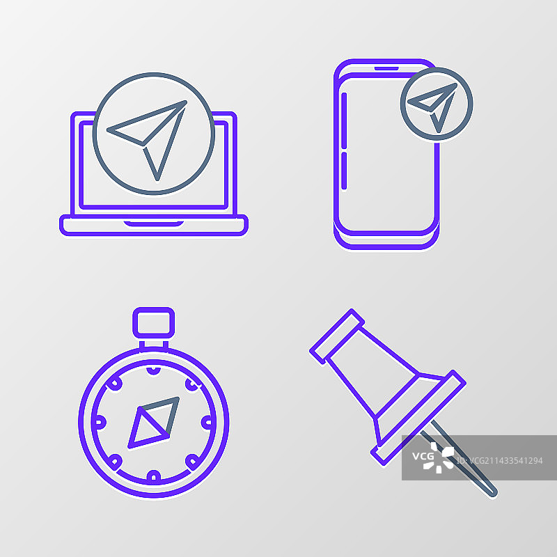 设置线推针指南针城市信息图图片素材