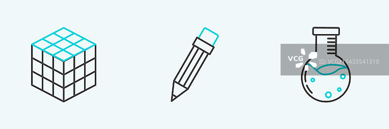 设置试管和烧瓶线化学实验室图片素材