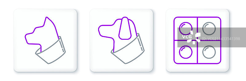 线条狗、药丸、猫和图标图片素材