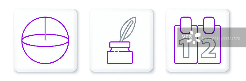 日历、几何球体线条组合图片素材