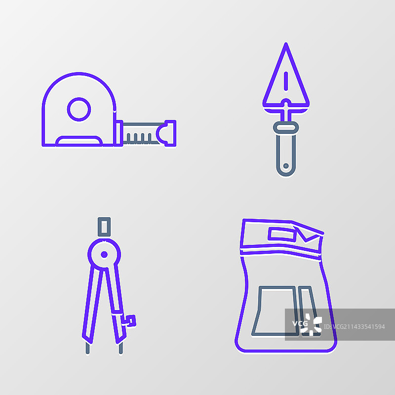 水泥袋绘图罗盘泥刀套装图片素材