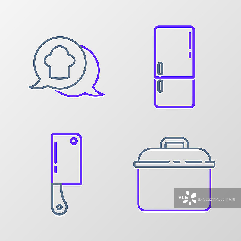 厨具系列：烹饪锅、绞肉机和冰箱图片素材