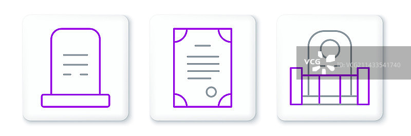 墓碑和死亡主题线性图标图片素材