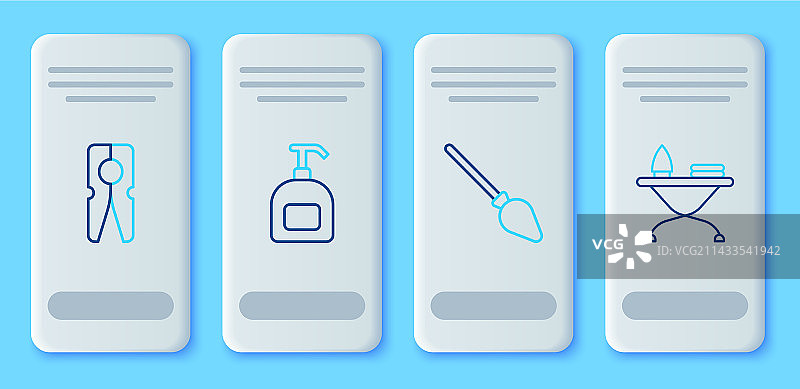 液体皂瓶把手扫帚线条组合图片素材