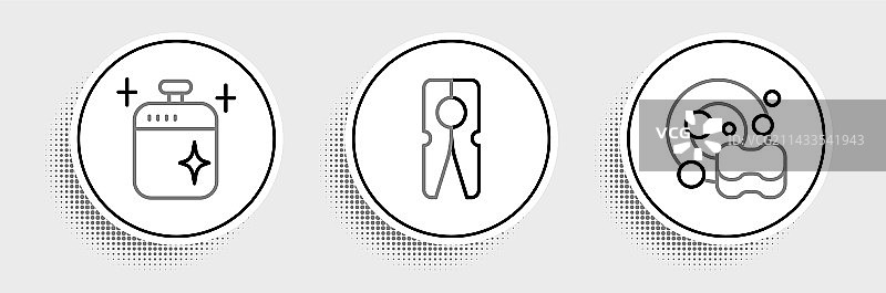 清洗餐具、清洁锅具线条素材图片素材