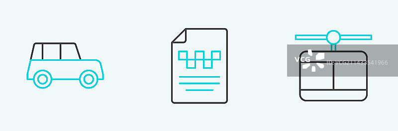 缆车出租车司机驾照线条套装图片素材