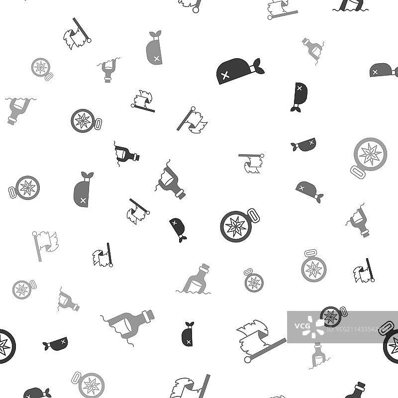 海盗头巾旗帜指南针组合图片素材