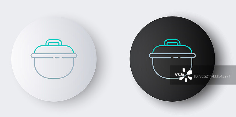灰色背景上的线条烹饪锅图标图片素材