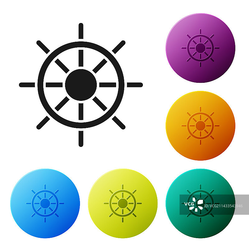 白色背景上的黑色船舵图标图片素材