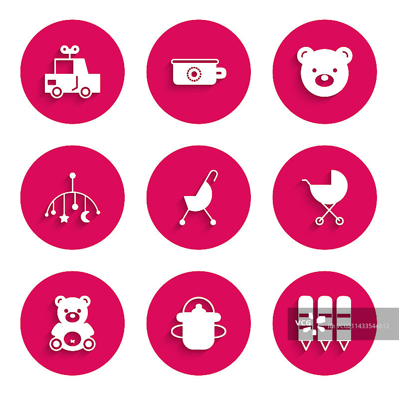 婴儿车蜡笔绘画套装图片素材