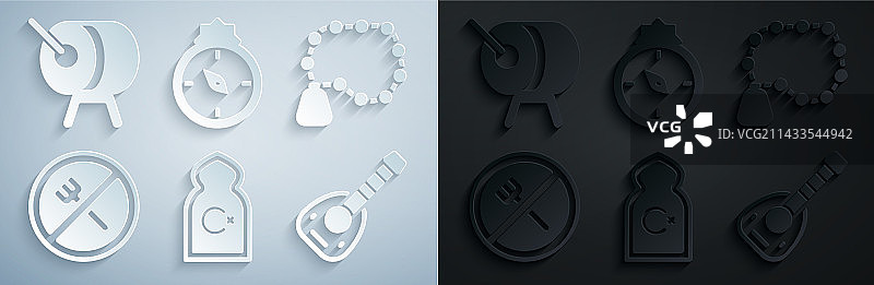 穆斯林清真寺、念珠与斋月宗教图片素材