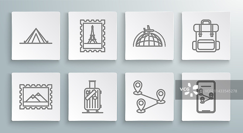 邮票与山脉旅行箱图片素材