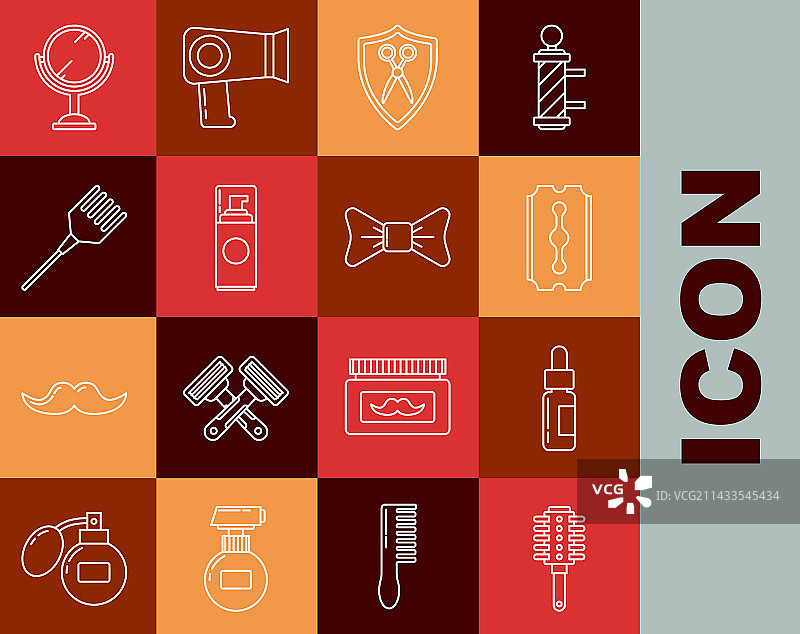 发刷和带滴管的玻璃瓶套装图片素材