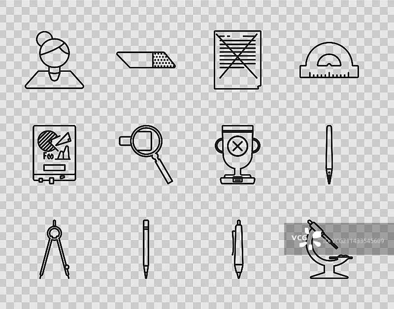 绘图圆规显微镜试卷线条素材图片素材