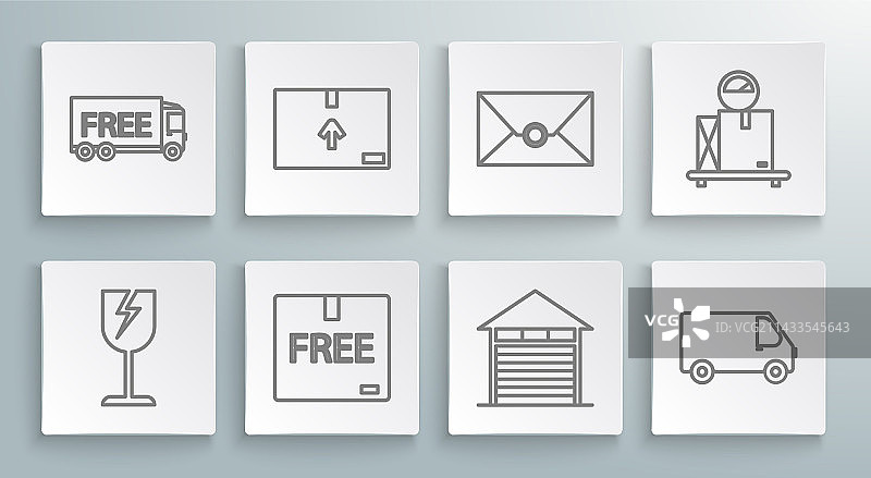 易碎玻璃标志纸板套装图片素材