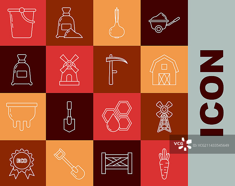 胡萝卜风车农舍概念线条图片素材