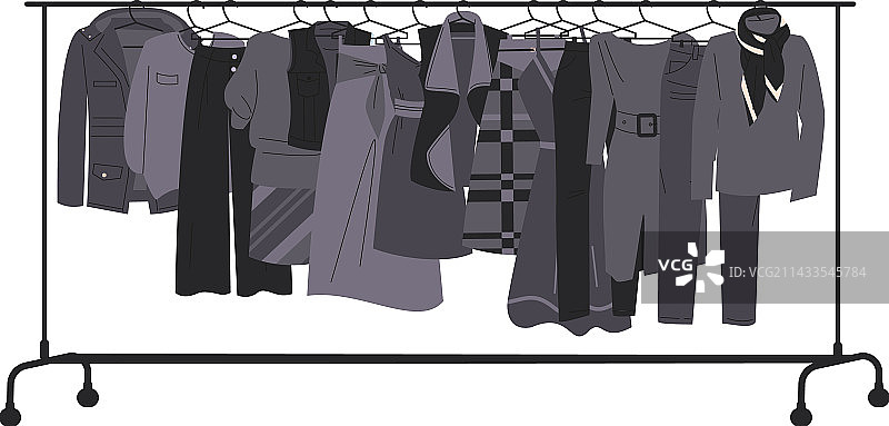 衣架上的时尚黑色服装平面图图片素材