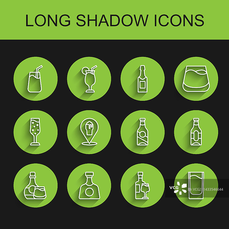 威士忌酒瓶和龙舌兰酒杯线条组合图片素材