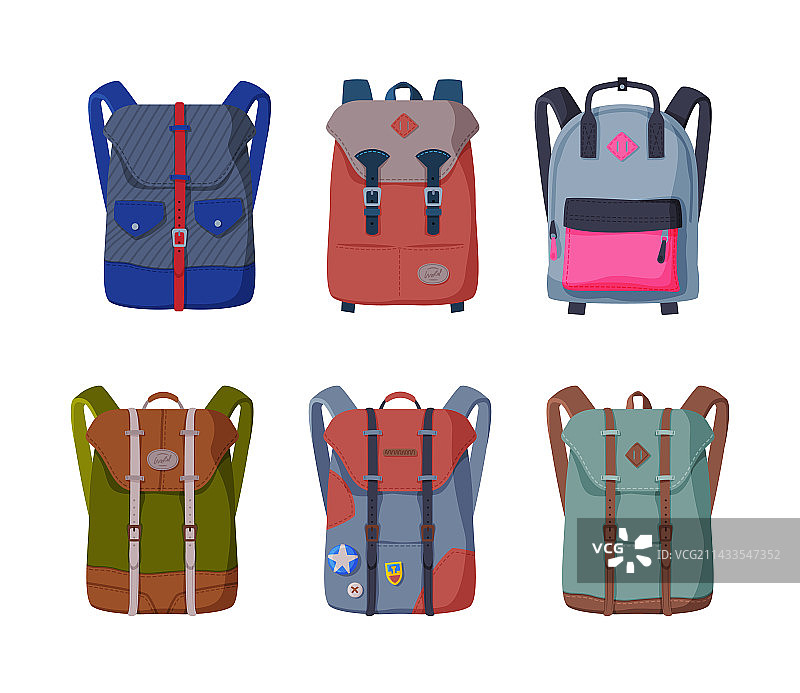 学生双肩背包合集图片素材